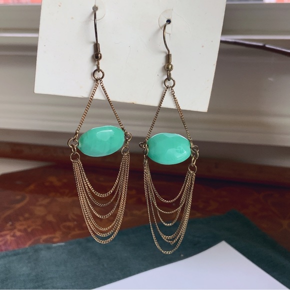 Julie Vos 24K Gold Chain Amazonite Long Dangling Earrings 2017 Collection - Picture 12 of 16